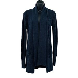 Cabi country side open front cardigan cable knit mid‎ length blue size XS